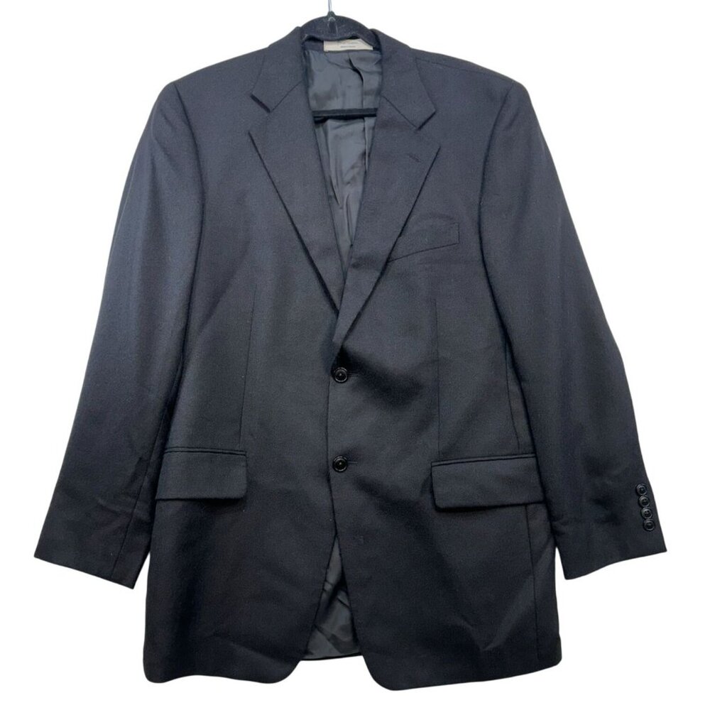 John W. Nordstrom Mens Black Cashmere Blazer Jacket Size 42 L-T Made In Canada